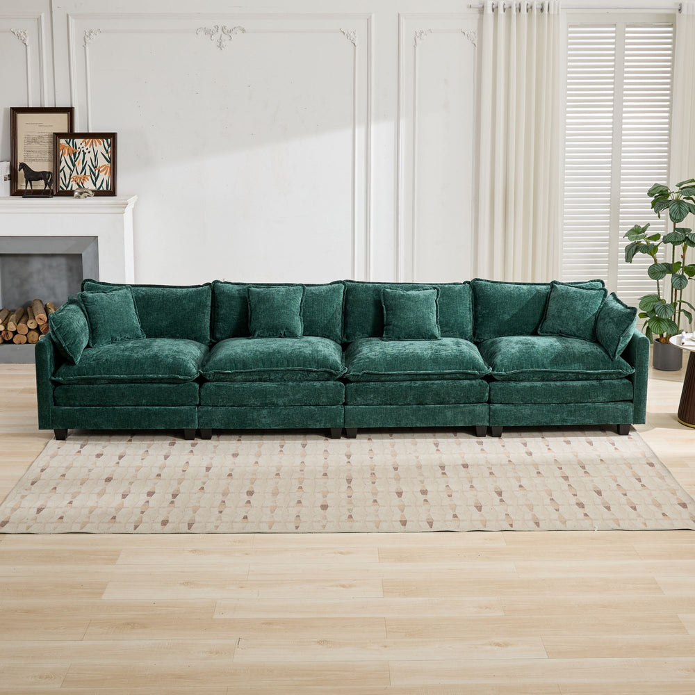 English Elm Cloud Sofa 4 Seats - Modular Sectional Couch In Green For Modern Living Rooms, Bedrooms & Comfort W1143S00021