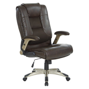 OSP Home Furnishings Exec Bonded Leather Office Chair with Lumbar Support and Ergonomic Padded Seating Espresso ECH52601-EC1