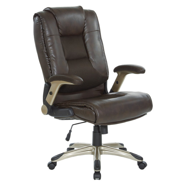 OSP Home Furnishings Exec Bonded Leather Office Chair with Lumbar Support and Ergonomic Padded Seating Espresso ECH52601-EC1