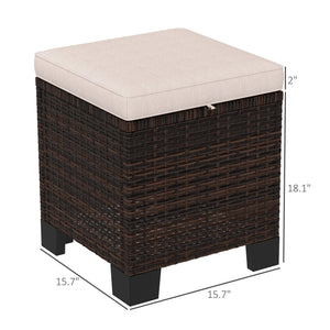 English Elm Outdoor Wicker Ottoman Set of 2 Hand Woven Pe Cube Stools for Patio or Poolside Brown,Cream White T3971P443575