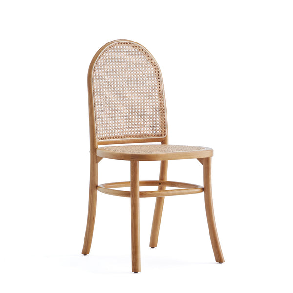 English Elm Paragon Solid Wood Dining Chair with Natural Cane Back, Tall Round Design, Cushioned Seat Included Oatmeal B365P400006