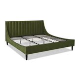 English Elm Aspen Vertical Tufted Headboard Platform Bed Set, King, Olive Green Performance Velvet