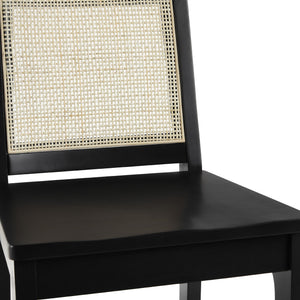 English Elm Walker Edison - Transitional Solid Rubberwood & Woven Rattan Counter Stools Set of 2 in Black — Durable, Easy-Clean, Floor-Protecting Sliders B185P169231