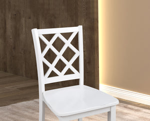 English Elm White Transitional 5pc Dining Set with Rectangular Table & 4 Diamond-Pattern Back Chairs, 48"W x36"D B2741P381486