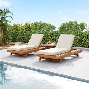 English Elm Christopher Knight Home® - Lounge Chaise Set - Durable Acacia Wood With Cream Water-Resistant Cushions & Adjustable Recline N770P253442T_65429.00CUSH