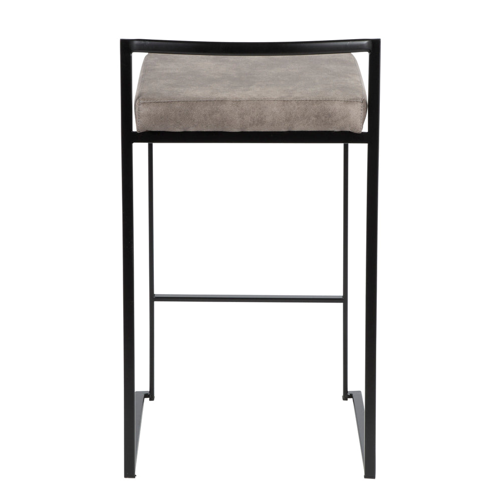 English Elm Fuji Stackable Counter Stools Set Of 2 - Stylish Black Frame & Stone Cowboy Fabric For Modern Homes B202P221921