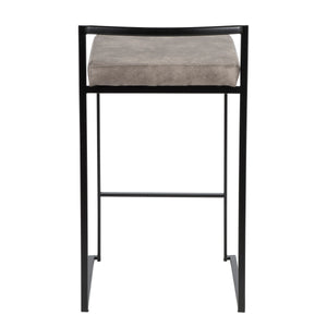 English Elm Fuji Stackable Counter Stools Set Of 2 - Stylish Black Frame & Stone Cowboy Fabric For Modern Homes B202P221921