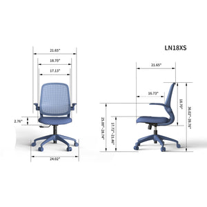 English Elm Ergonomic Mesh Back Task Chair with Flip Armrests High Density Foam Seat 500lb Capacity Blue W5280P464458