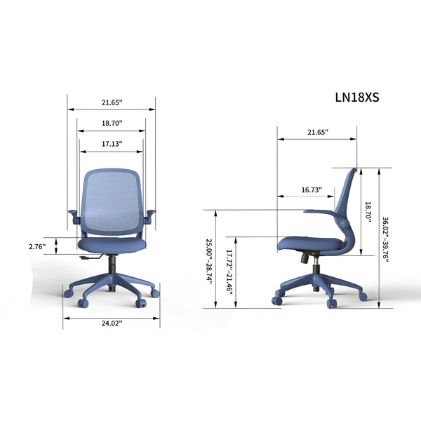 English Elm Ergonomic Mesh Back Task Chair with Flip Armrests High Density Foam Seat 500lb Capacity Blue W5280P464458
