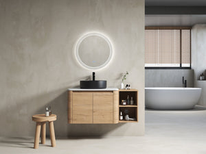 English Elm 42'' Wall-Mounted Bathroom Vanity With Ceramic Sink, Soft-Close Doors & Ample Storage For Modern Homes W999S00413