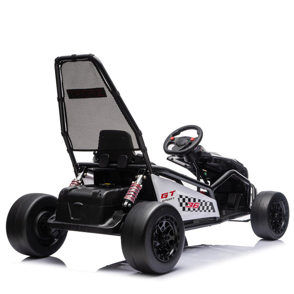 English Elm 24v Dual Motor Kids Go Kart with Drift Mode Roll Cage and Rear Suspension Ages 6 to 12 W1578P454061