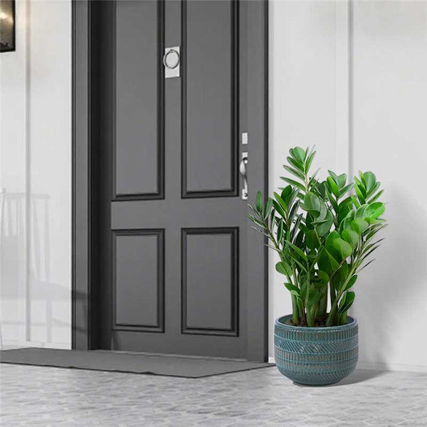 English Elm 3 Pieces Ceramic Flowerpot Set - Handcrafted Antique Navy Blue Planters For Garden, Patio & Home W3273P322001