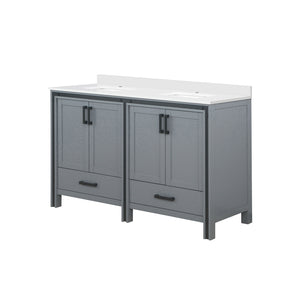 English Elm Dark Grey Double Bath Vanity 60" W X 22" D With White Quartz Top - Elegant Storage & Modern Style B2731P260620