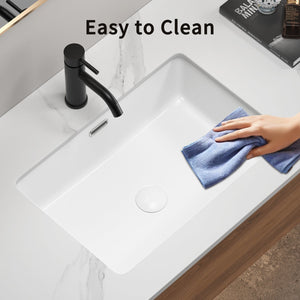 English Elm Rectangular Undermount Ceramic Basin with Overflow for Modern Bathroom Vanity W3402P326511