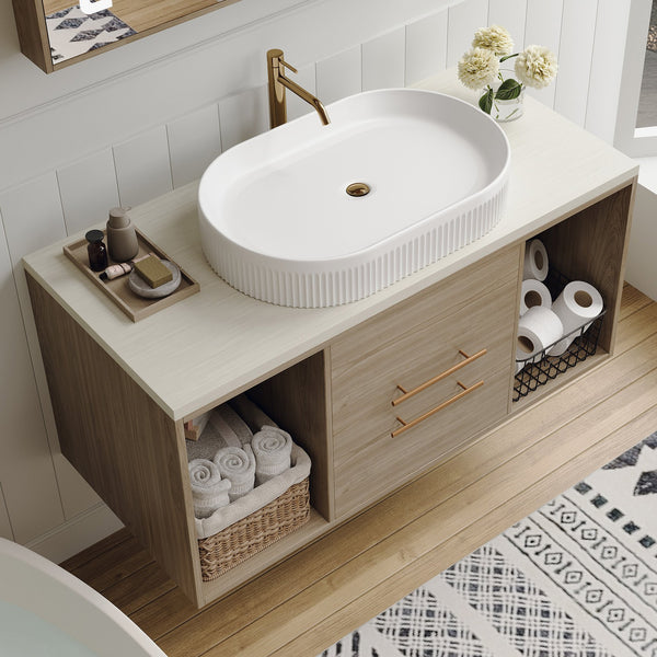 English Elm Modern 38.2" Wall-Mounted Bathroom Vanity With Oval Sink, Floating Design, Soft-Close Drawers & Storage W3136S00012