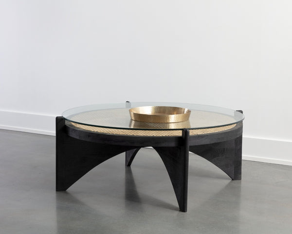 Sunpan ADORA Coffee Table - Artisan-Crafted Round Rattan & Mango Wood Centerpiece for Unique Living Spaces 110198
