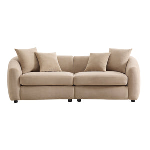 English Elm 87 Inch Curved Velvet Sofa Three Seat Architectural Living Room Conversation Piece Camel N773IS00077N