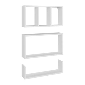 English Elm Trego Floating Wall Shelves Set of 3 in White — Minimalist Durable Particleboard Storage Display B070P374514
