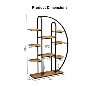 English Elm 62.2 Inch Nine Tier Moon Shaped Metal Plant Stand with Integrated Led Grow Light W3101P443485
