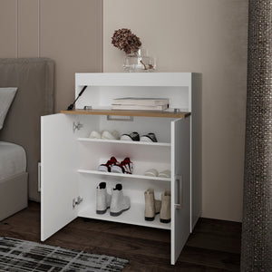 English Elm Moab Multi-Tier Shoe Rack in White/Macadamia — Space-Saving Engineered Wood Organizer for Entryway B092P315572