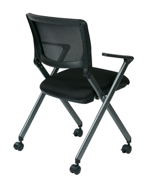 OSP Home Furnishings Folding Chair with Mesh Back Foam Seat and Titanium Frame for Office or Event Use FC8487-231