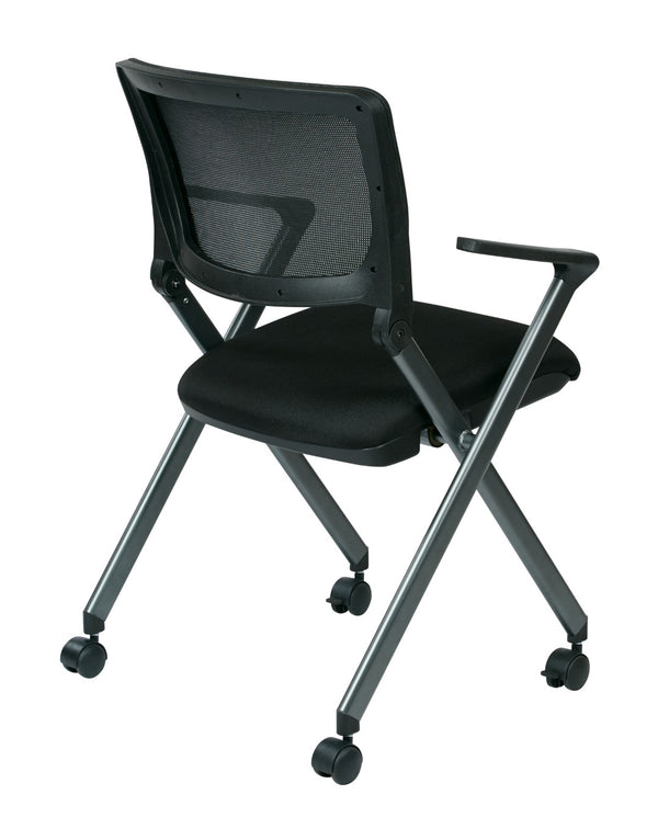 OSP Home Furnishings Folding Chair with Mesh Back Foam Seat and Titanium Frame for Office or Event Use FC8487-231