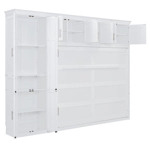 English Elm Queen Murphy Wall Bed with Integrated Wardrobe and Drawers for Studio Spaces LP000876AAK