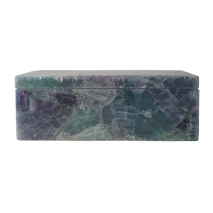 Fluorite Decorative Box - Iridescent Stone Storage with Unique Color Variations for Modern Spaces
