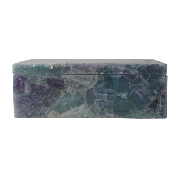 Fluorite Decorative Box - Iridescent Stone Storage with Unique Color Variations for Modern Spaces