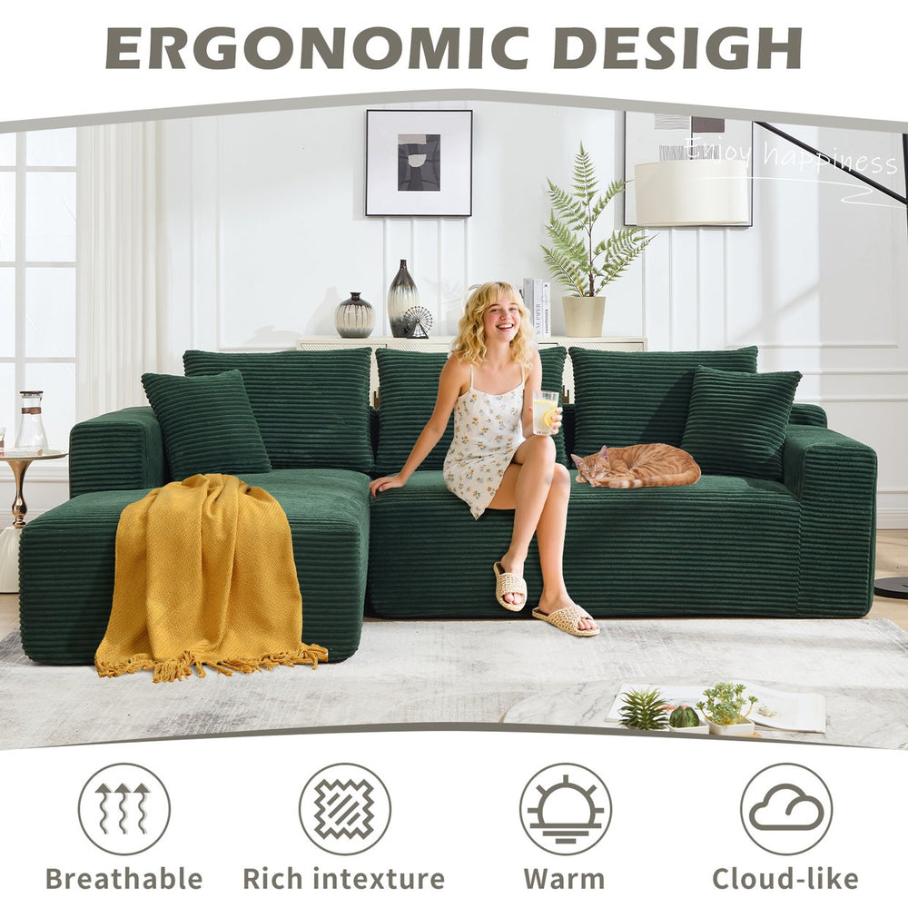 English Elm Modular Cloud Sectional with Oversized Chaise Memory Foam Fill Casual Living Room Sofa W3224S00009
