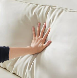English Elm Pet-Friendly Cream Leather Loveseat 2-Seater Sofa with Cloud Arms, Ergonomic Back Support, Compact Appeal W542P188786