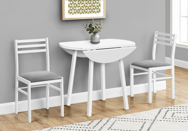 English Elm Dining 3-Piece Space-Saving Drop Leaf Table Set with Padded Ladder-Back Chairs, Modern Compact Design White 39 L x 23 W x 11 H B2710P218796