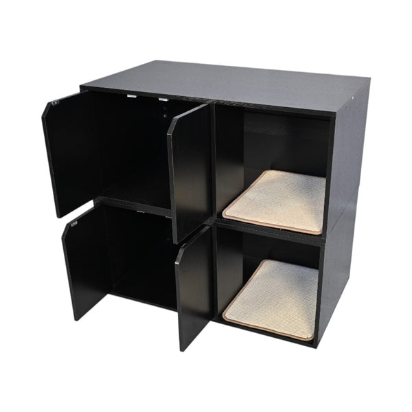 English Elm 35.83" Modern Black Cat Litter Box Enclosure with Durable PB/MDF Build and Corrugated Scratch Pad W1412P271585