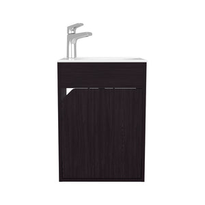 English Elm Hudson Modern Vanity Sink with Integrated Cabinet Storage, Compact Durable Engineered Wood for Bathrooms Black B092P329250