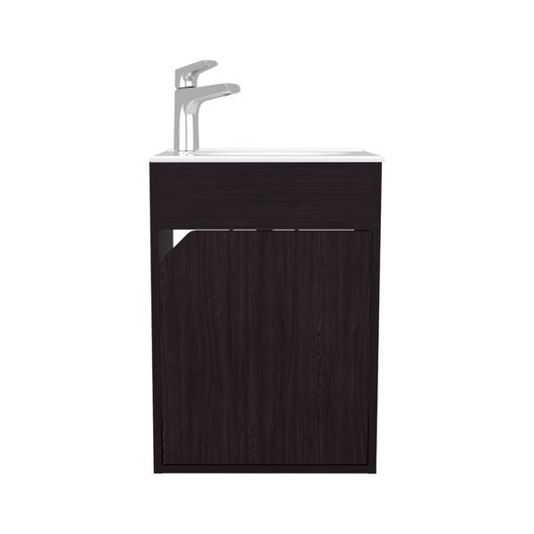 English Elm Hudson Modern Vanity Sink with Integrated Cabinet Storage, Compact Durable Engineered Wood for Bathrooms Black B092P329250