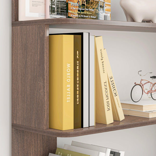 English Elm 90cm L-shaped Corner Bookcase Five Tier Mdf Open Shelving Unit for Home Office W2899P444161