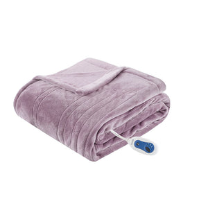 JLA Home Beautyrest - Throw Oversized Heated Plush Throw with Secure Comfort Tech, Low EMF, Machine Washable, 5-Year Warranty Lavender BR54-0665