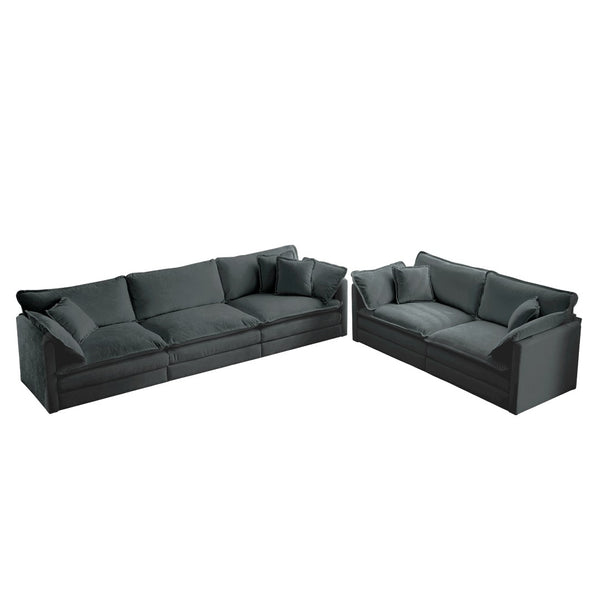 English Elm Sofa Set Of 2 Modern Chenille Couch, Deep Seat Comfort For Versatile Living Room Layouts, Gray W714S00994-GIGA