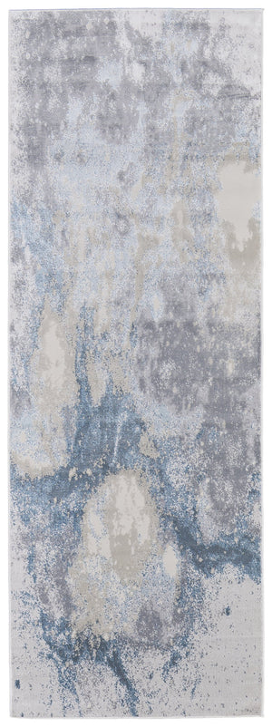 Feizy Rugs Astra Abstract Watercolor Rug – Elevate Your Space With Luxurious Metallic Designs And Soft Texture Blue,Gray Polyester,Polypropylene Ara39l3fgryblui71