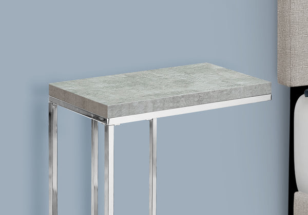 English Elm Accent Table C-Shaped End Side Snack Table with Cement-Textured Laminate Top and Chrome Base for Living Room Modern Decor Grey 26 L x 13 W x 5 H B2710P219267