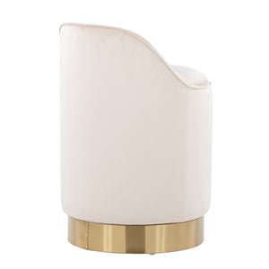 English Elm 18" Tufted Velvet Vanity Stool with 360 Swivel Base and Hidden Storage Compartment Cream B202P471497