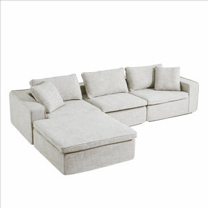 English Elm Cloud Couch Modular 4 Seater Sofa with Washable Linen and Pocket Spring Cushions Beige W1765S00141