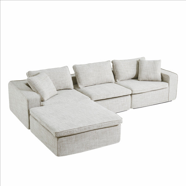 English Elm Cloud Couch Modular 4 Seater Sofa with Washable Linen and Pocket Spring Cushions Beige W1765S00141