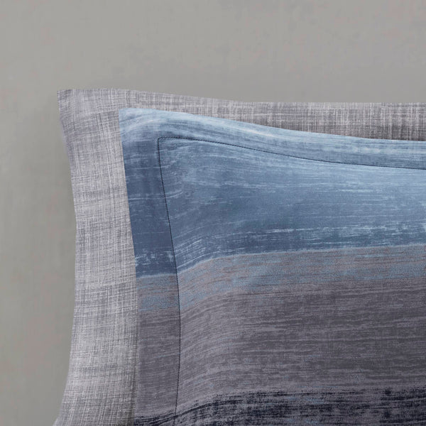 English Elm 7-piece Twin Watercolor Stripe Comforter Set with Cotton Blend Sheets Bedroom Navy Multi B035P408254