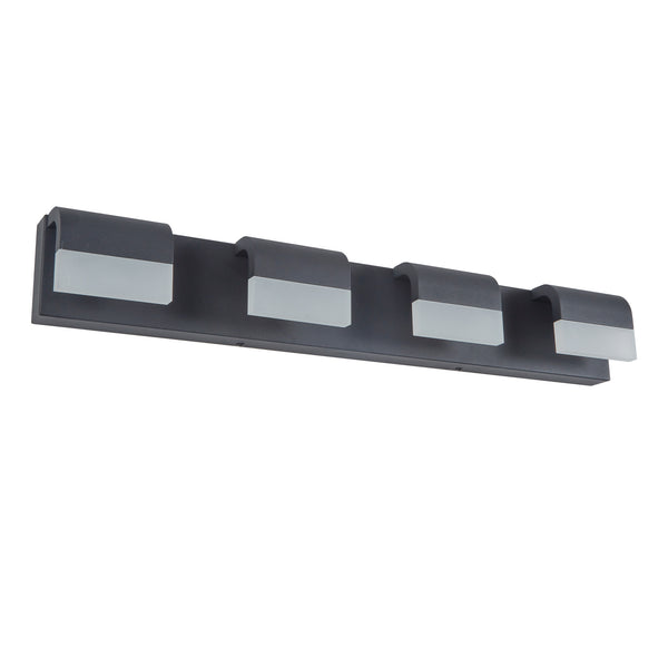 English Elm 4-Light Black LED Vanity Light Acrylic Shade Modern Bathroom Wall Sconce Soft Bright Glow W2312P374895