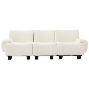 English Elm Oversized Chenille Chaise Lounge Deep Seat Sculptural Armrests Modern Living Room Retreat N763P326131A