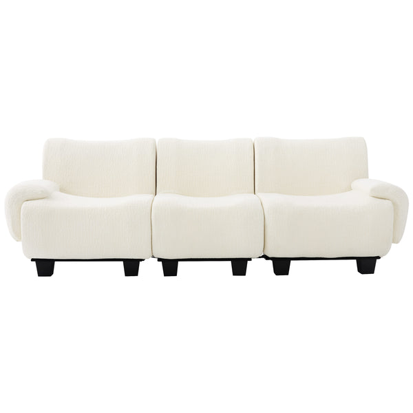 English Elm Oversized Chenille Chaise Lounge Deep Seat Sculptural Armrests Modern Living Room Retreat N763P326131A