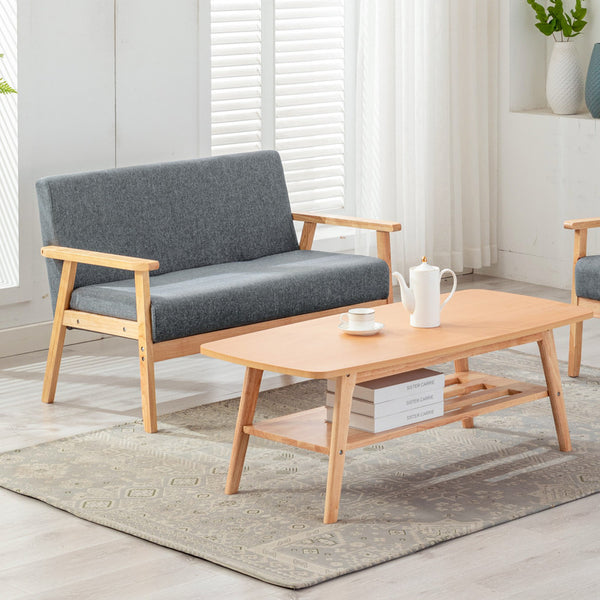 English Elm Bari Mid-century Modern Loveseat and Coffee Table Set with Solid Wood Frame B2749S00340