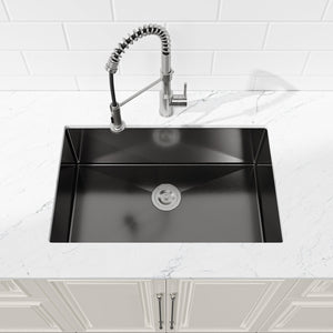 English Elm Stainless Handmade Matte Black Undermount Kitchen Sink 304 Grade Deep Single Bowl T3177P286045