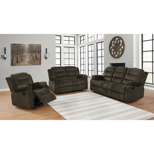 English Elm Belmont Olive Brown Velvet Motion Reclining Sofa with Pillow Top Arms, Triple-Channel Back Comfort B062P357804